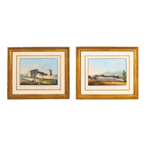Italian Grand Tour Gouaches of Ancient Temples - A Pair
