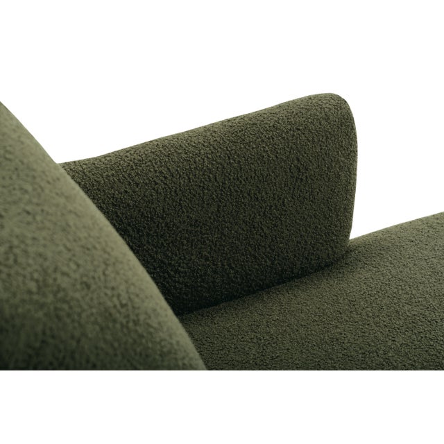 Contemporary Celine Boucle Chaise, Forest Green and Latte Wood Finish For Sale - Image 3 of 12