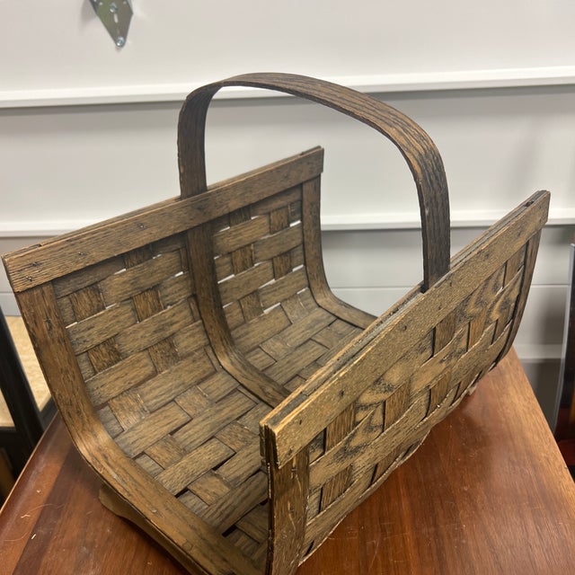 1970s Vintage Split Oak Log Holder Basket for Fireplace For Sale - Image 5 of 7