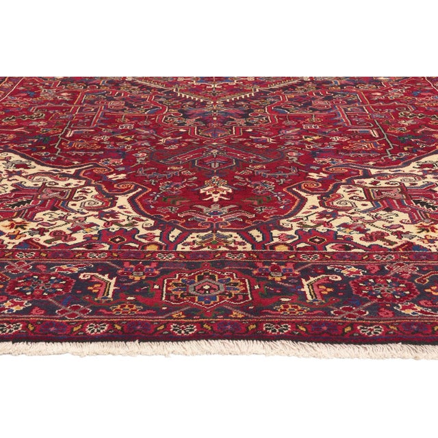 Mid 20th Century Mid 20th Century Vintage Persian Heriz Rug - 07'10 x 11'04 For Sale - Image 4 of 9