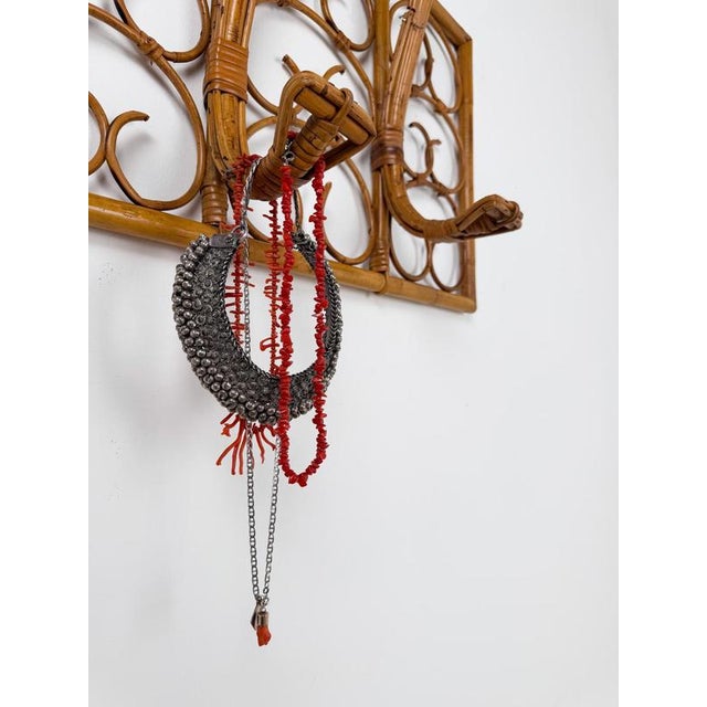 Mid-Century Italian Modern Cane, Rattan and Bamboo Wall-Mounted Coat Rack, 1960s For Sale - Image 15 of 18