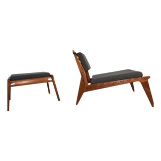 Set of Lounge Chair with Ottoman by Heinz Heger, 1960 For Sale