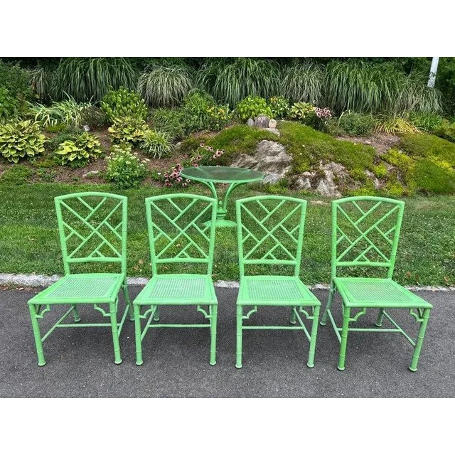 Metal Vintage Meadowcraft Green Patio Dining Set in Green For Sale - Image 7 of 16