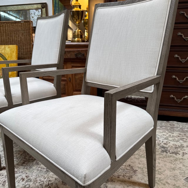 Restoration Hardware French Contemporary Arm Dining Chairs, Pair For Sale - Image 9 of 12