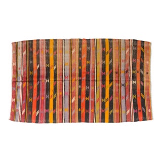 1950s Handwoven Striped Tribal Rug With Small Geometric Motifs For Sale