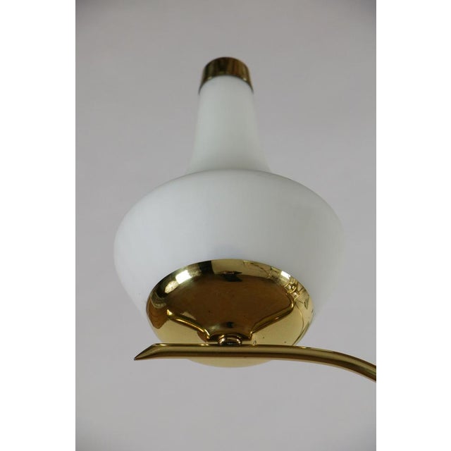 Mid-Century Italian Six Lights Gold and Ivory Chandelier attributed to Stilnovo, 1960s For Sale - Image 12 of 17