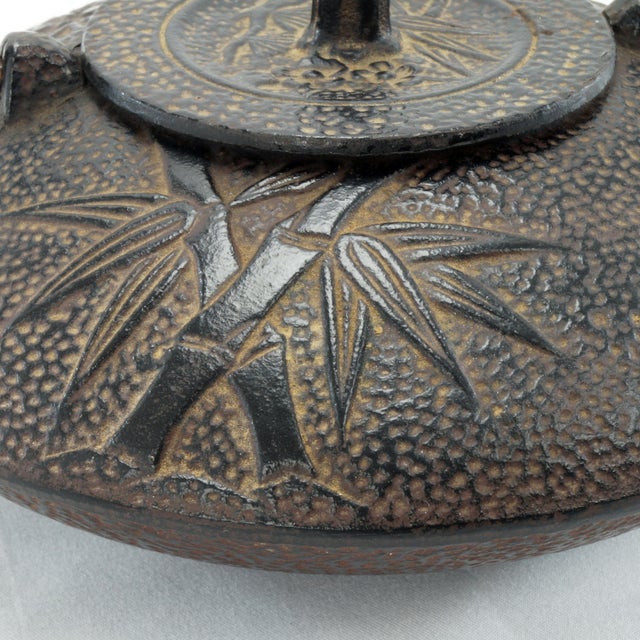 Vintage Japanese Cast Iron Teapot Three Winter Friends Motif For Sale - Image 9 of 13