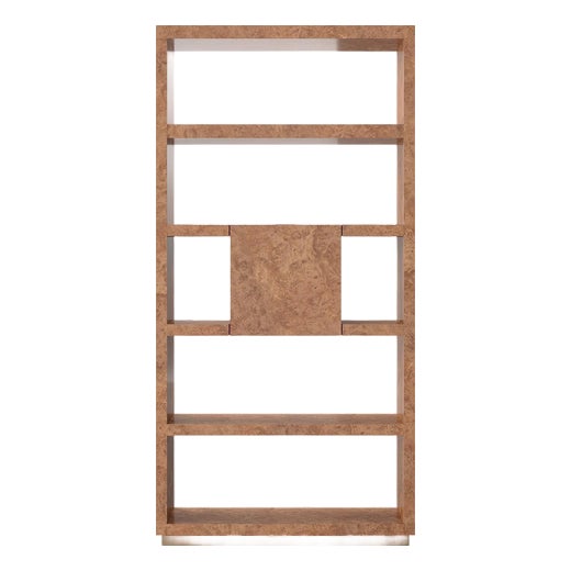 Open Textured Natural Wood High Shelf with Metallic Bronze Finish by Ultramobili For Sale