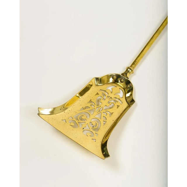 Metal Set of 3 English Cast Brass Fire Tools For Sale - Image 7 of 9
