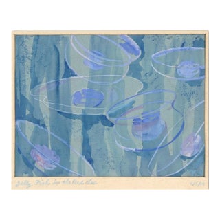 Mid Century Abstracted Watercolor "Jelly Fish in the Red Sea" by Bobbi Merill For Sale