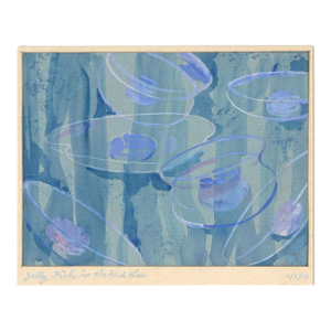 Mid Century Abstracted Watercolor "Jelly Fish in the Red Sea" by Bobbi Merill