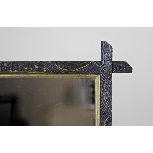 Hand-Carved Wooden Wall Mirror with Golden Bars, Austria, 1901 For Sale - Image 5 of 16