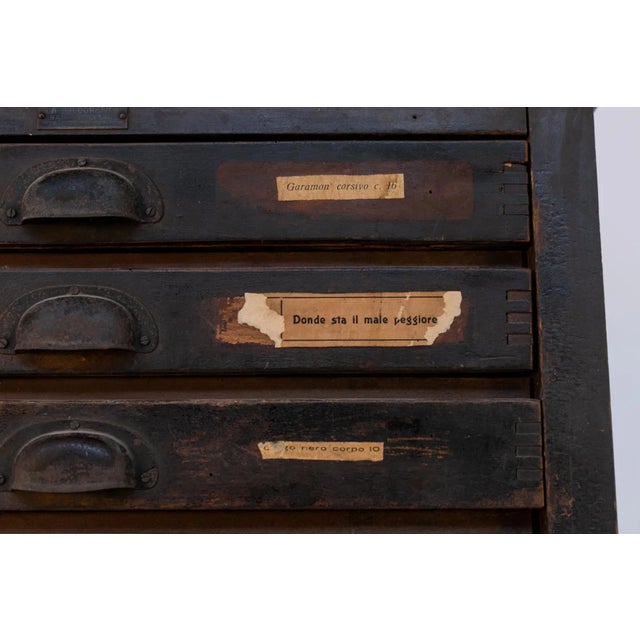 Brown Vintage Typographic Chest of Drawers in Wood For Sale - Image 8 of 11