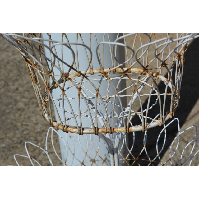 Vintage French Style White Wire / Metal 3 Tier Oval Planter or Display Rack For Sale - Image 13 of 13