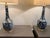 Mid-Century Modern Blue and White Table Lamps With Shades - a Pair For Sale - Image 3 of 8
