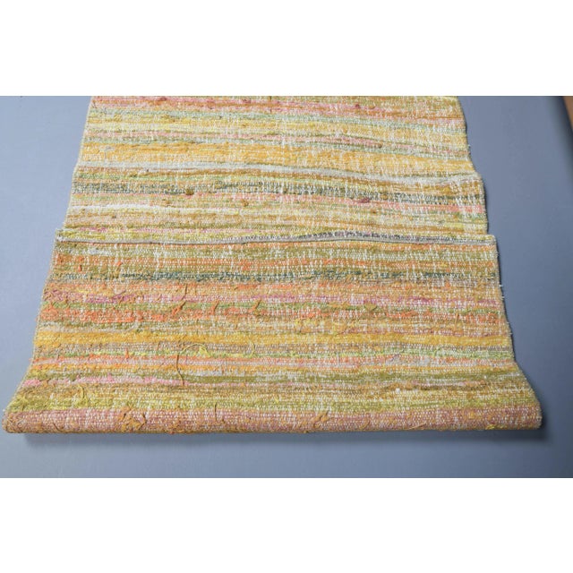 Traditional Vintage Turkish Hand-Knotted Wool Cotton Yellow Kilim Area Rug For Sale - Image 3 of 11