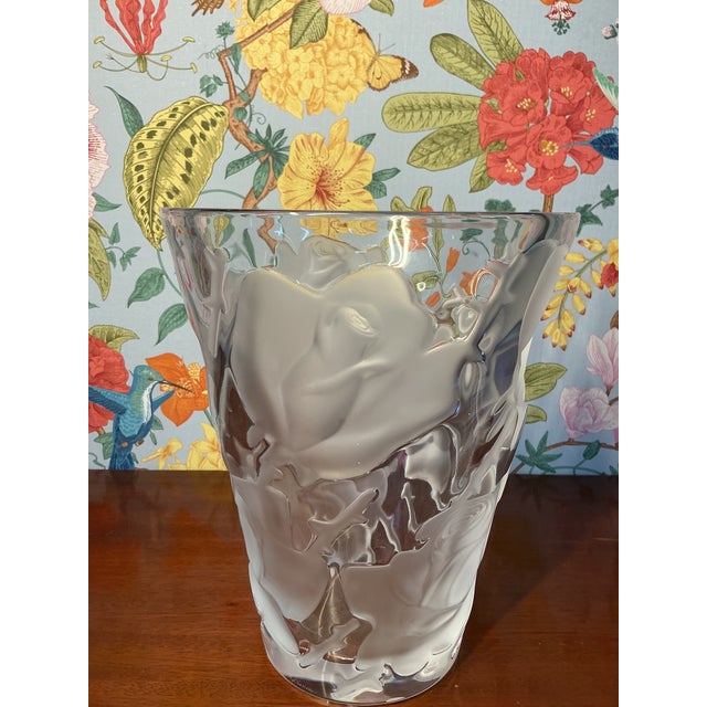 Contemporary Mid 20th Century Lalique Ispahan Rose Vase For Sale - Image 3 of 4