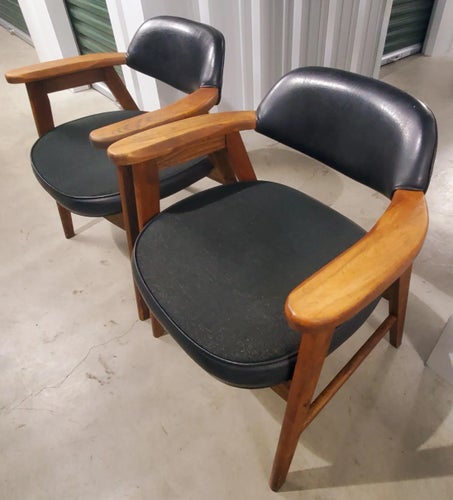 Mid Century Gunlocke Style Walnut Chairs by Annandale a Pair