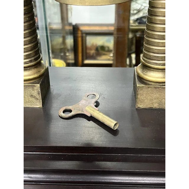 Large Skeleton Clock with Case and Key For Sale - Image 5 of 11