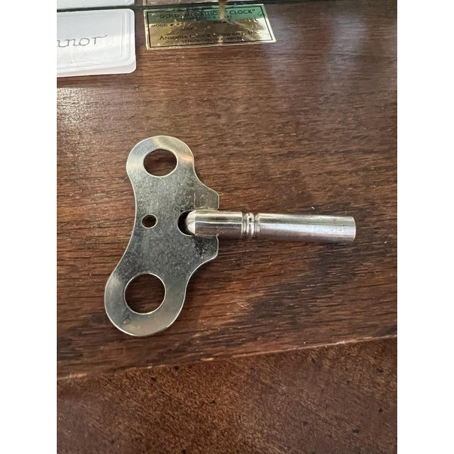 Vintage Ansonia “Gold Medallion” Mechanical Wall Clock – Triple Chime, Solid Wood Case For Sale - Image 11 of 12