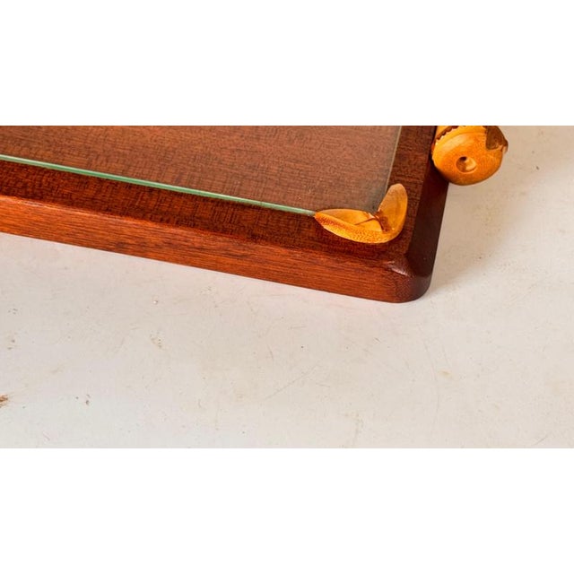 1970s French Wooden Cheese Tray with Glass Plate and Knife Slot, 1970s For Sale - Image 5 of 12