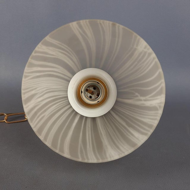 Modern Brass Striped Opaline and Murano Glass Pendant by Murano for Murano, 1960 For Sale - Image 11 of 17