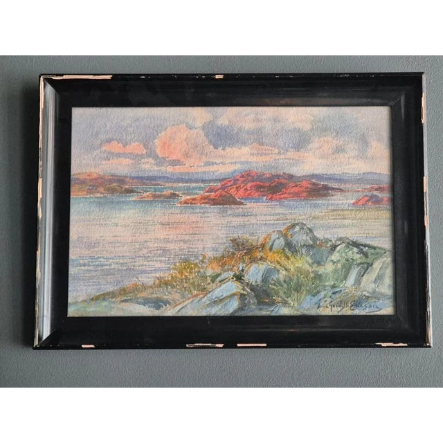 Anna gardell-ericson (swe 1853-1939), watercolor depicting stockholm archipelago. Signed. Original frame with losses, nice...
