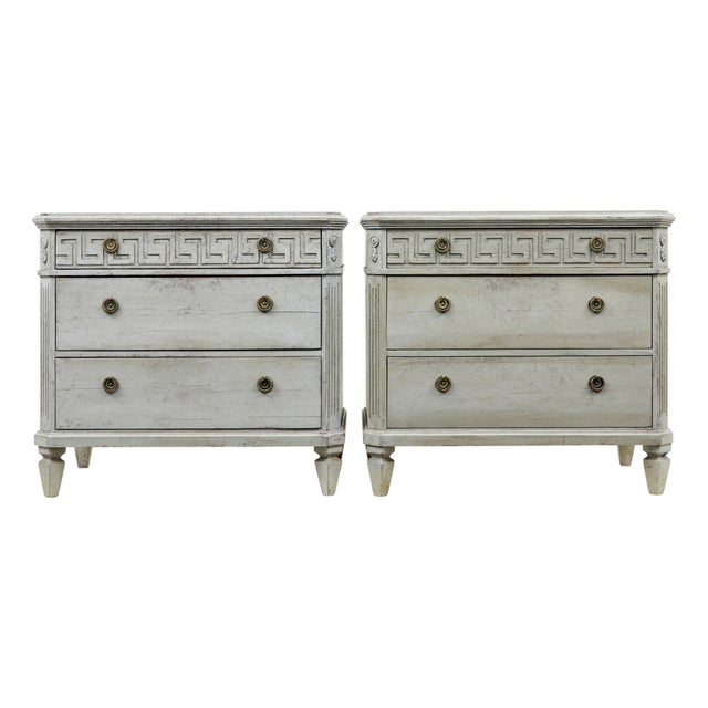 Antique Swedish Painted Chest of Drawers, 1880, Set of 2 For Sale