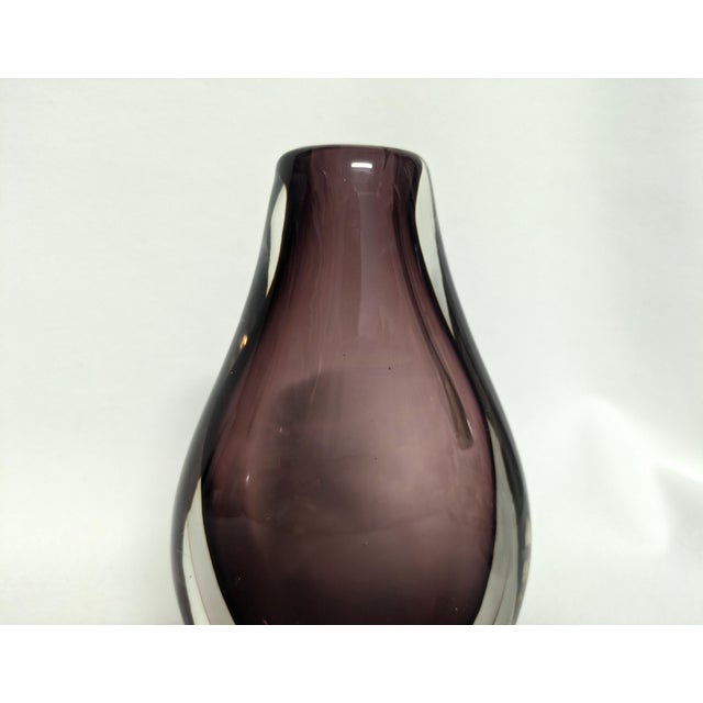 A simple and elegant Murano glass vase with layers of plum, blush pink within a transparent surround. Please note the vase...