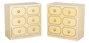 Dorothy Draper Style White Chests of Drawers, 2