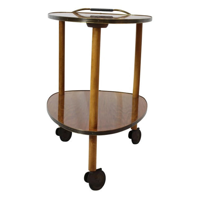 1950s Vintage Walnut Serving Cart, 1950s For Sale - Image 5 of 9