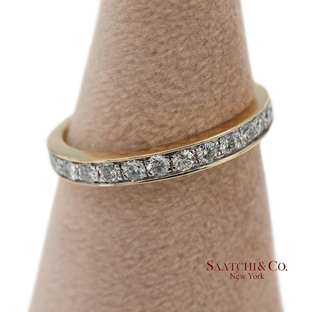 Gold 14k 585 Solid Yellow Gold Natural Diamond Band Ring, Size 8.75 For Sale - Image 8 of 11