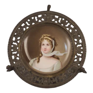Antique Late 19th Century Portrait Plate Queen Louise of Prussia Bronze Card Trinket Tray Holder