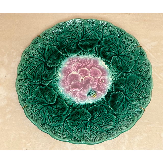 English English Majolica Begonia Plate- 1880's For Sale - Image 3 of 8