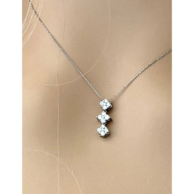 1990s Eighteen Karat White Gold Linear 0.30 Carat Diamond 16.63 Inch Necklace Pendant For Sale In New York - Image 6 of 6