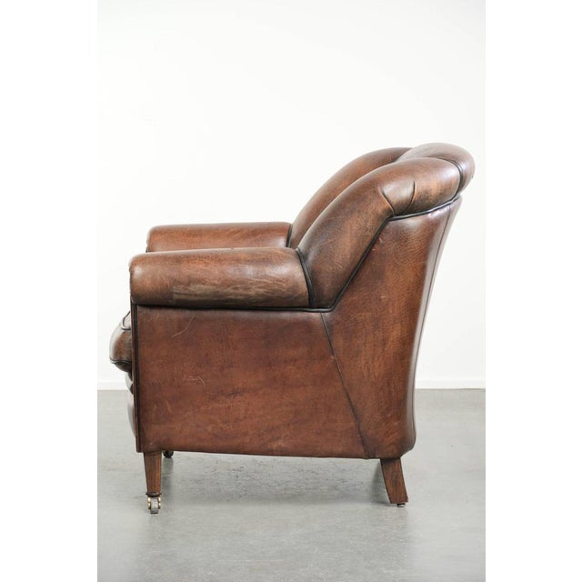 Vintage Sheepskin Club Chair in Leather For Sale - Image 5 of 16