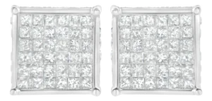 10K White Gold 2ct TDW Princess-Cut Composite Diamond Stud Earring