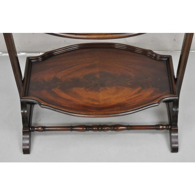 Early 20th Century Vintage Regency Style Mahogany 2 Tier Folding Muffin Cake Stand Side Table For Sale - Image 5 of 12