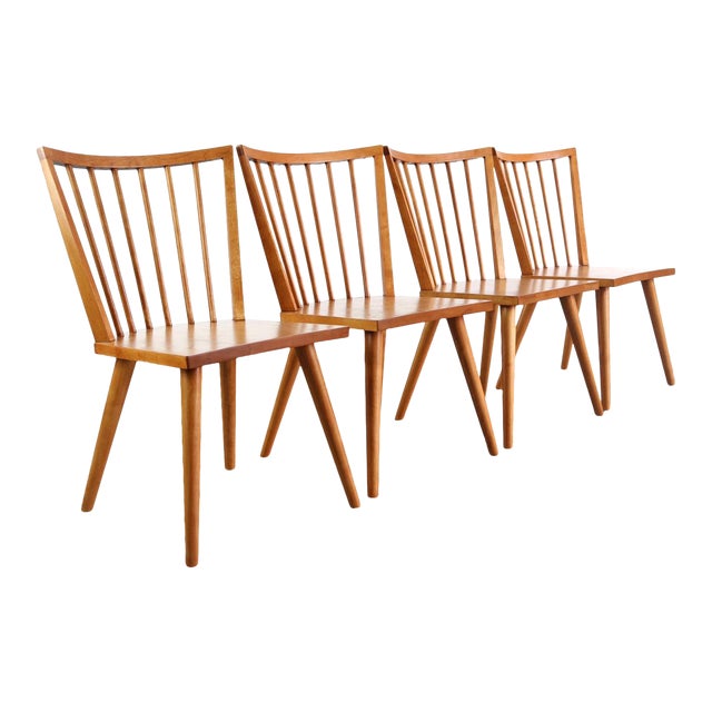 Vintage Mid Century Conant Ball Spindle Dining Chairs- Set of 4 For Sale