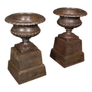 Pair of Antique Garden Planters, English, Outdoor Display Urn, Victorian, c.1850