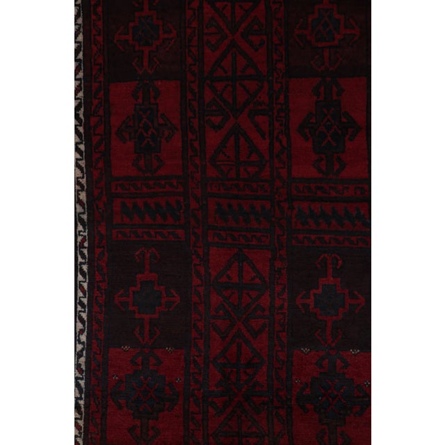 2010s Rug & Kilim’s Baluch Tribal Rug With Burgundy and Dark Blue Geometric Patterns For Sale - Image 5 of 8