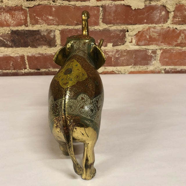 Vintage Brass Elephant Figurine For Sale - Image 4 of 9