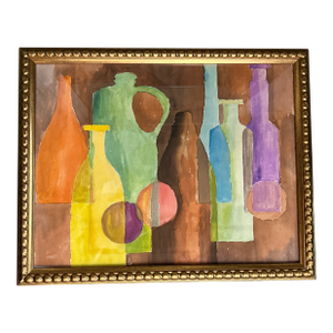 1970’s Original Abstract Bottle Still Life Watercolor Painting