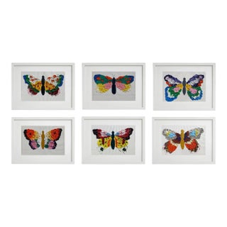 Set of 6 - One-of-a-Kind Unframed Original Butterflies Oil Paintings, Unique Pieces For Sale