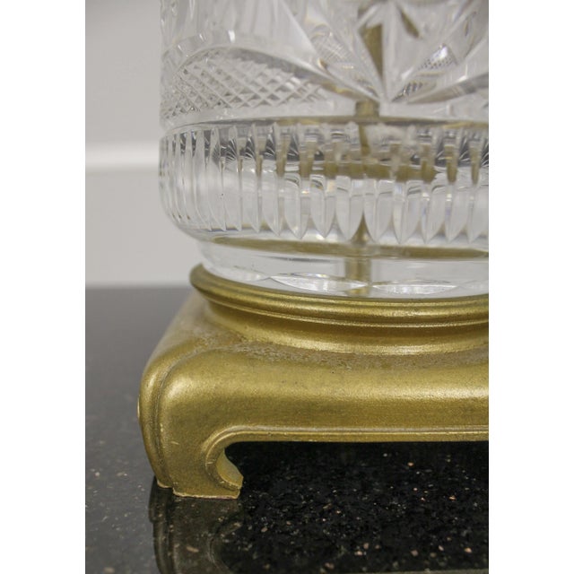 Pair Vintage Quality Cut Crystal Table Lamps For Sale - Image 10 of 13
