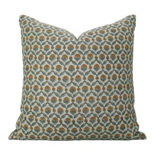 Fabdivine Handmade Block Printed Cushion Cover 24x24 Inch Pure Linen- Shehnaz For Sale