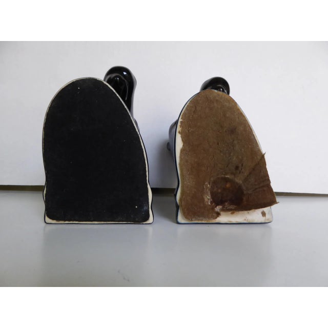 American Deco Pair of Ceramic Black Horse Head Bookends by Abingdon Pottery, 1940s For Sale - Image 10 of 11