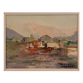 Bruno Tintori, Landscape, 1974, Oil & Plywood & Wood & Canvas, Framed For Sale