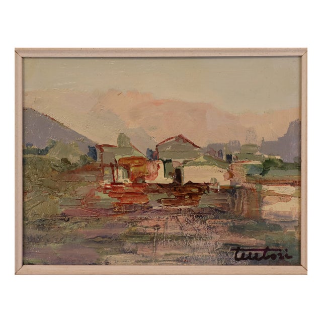 Bruno Tintori, Landscape, 1974, Oil & Plywood & Wood & Canvas, Framed For Sale