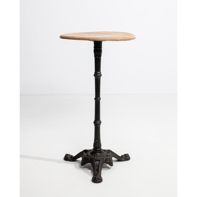 French Provincial Mid 20th Century Cast Iron Bistro Table With Oak Top For Sale - Image 3 of 9